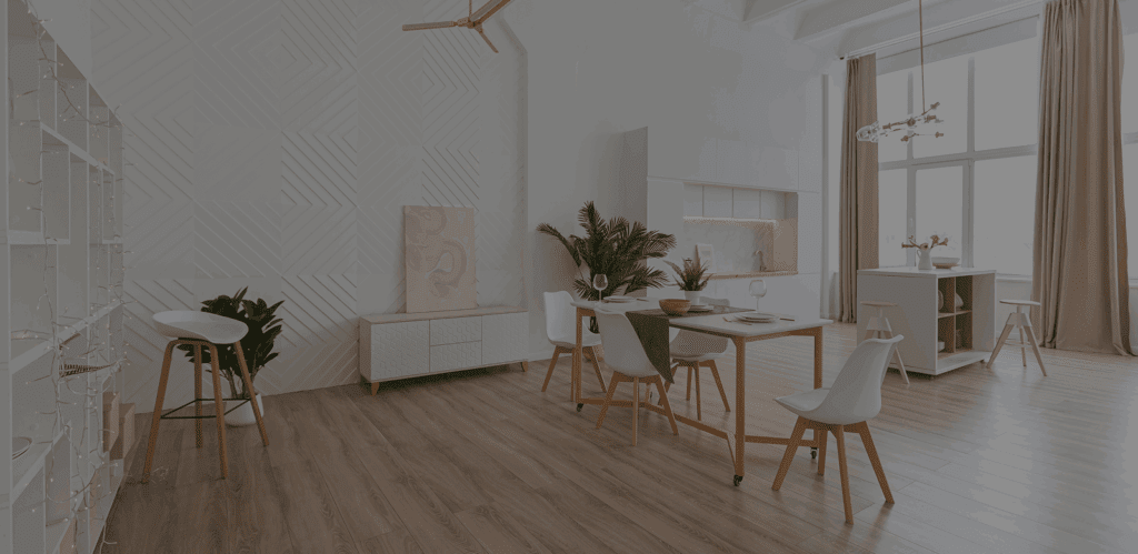 Spacious modern Scandinavian living and kitchen area